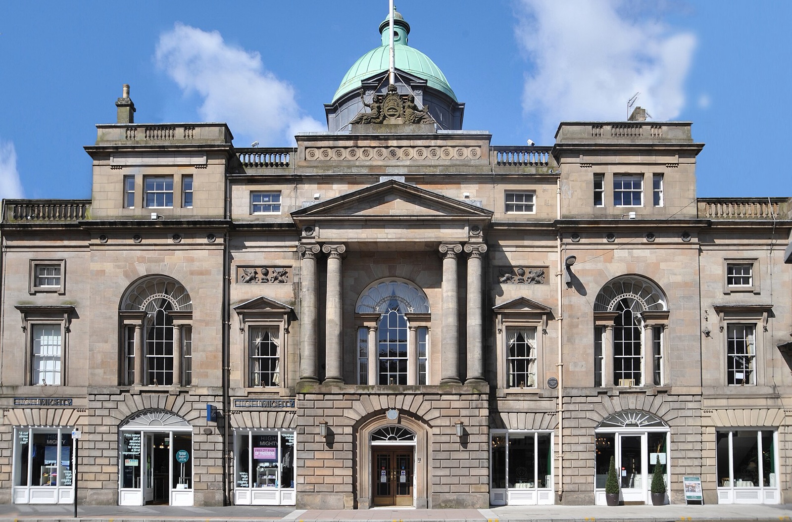 The Trades Hall of Glasgow — sandstone Robert Adam façade with green copper dome